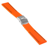 Pu12.12.1 Silcone Rubber Strap In Orange W Black Stitching