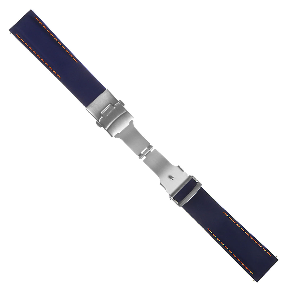 Pu12.5.12 Silcone Rubber Strap In Blue W Orange Stitching 2