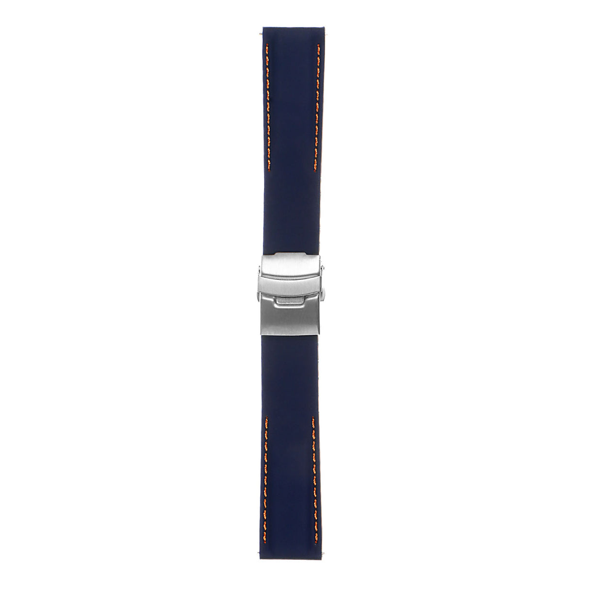 Pu12.5.12 Silcone Rubber Strap In Blue W Orange Stitching 3