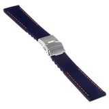 Pu12.5.12 Silcone Rubber Strap In Blue W Orange Stitching