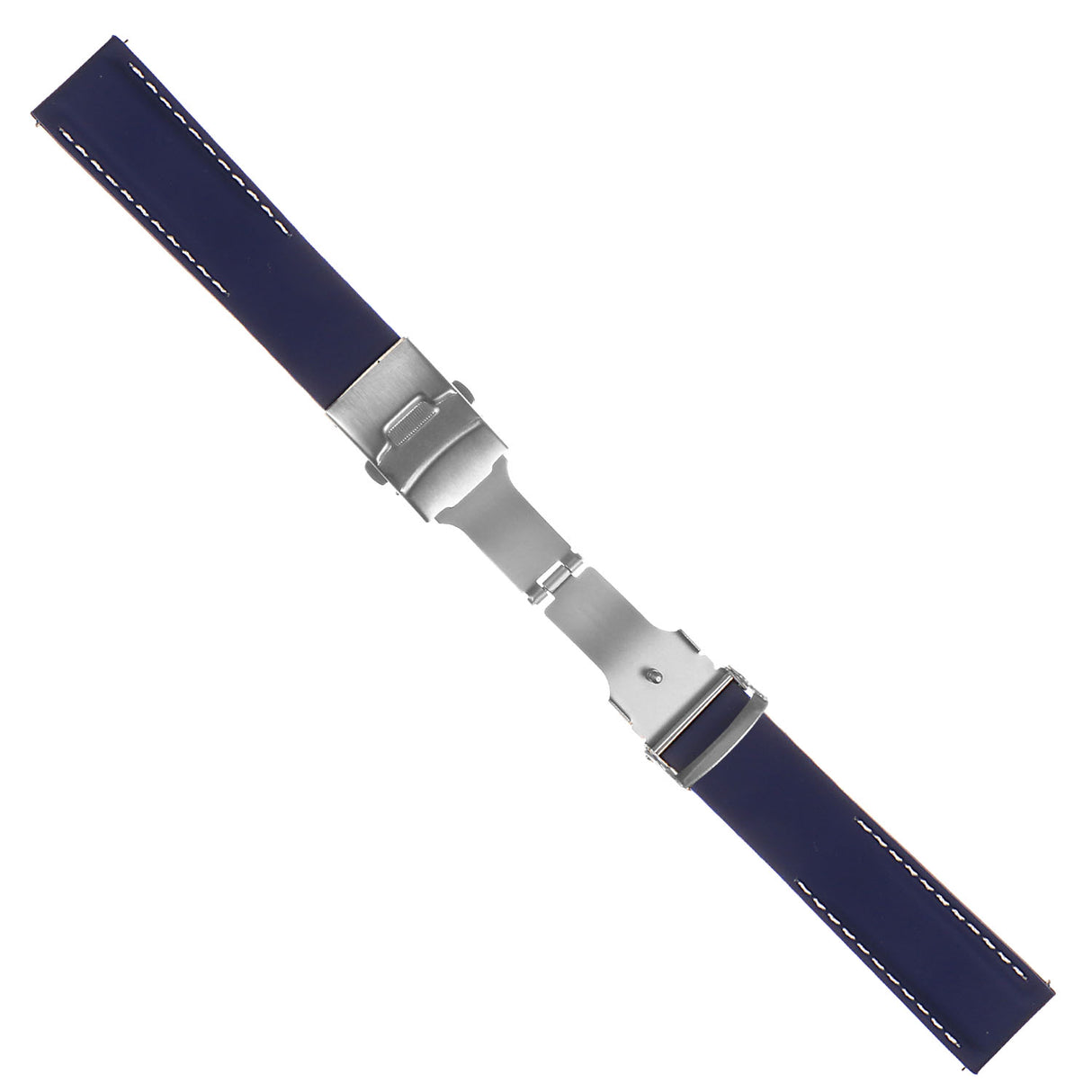 Pu12.5.22 Silcone Rubber Strap In Blue W White Stitching 2