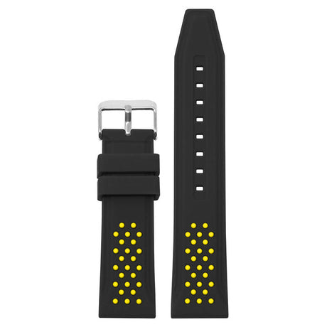 pu17.1.10 Main Black Yellow StrapsCo Contrasting Perforated Silicone Rubber Watch Band Quick Release Strap