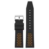 pu17.1.12 Main Black Orange StrapsCo Contrasting Perforated Silicone Rubber Watch Band Quick Release Strap