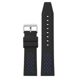 pu17.1.5 Main Black Blue StrapsCo Contrasting Perforated Silicone Rubber Watch Band Quick Release Strap