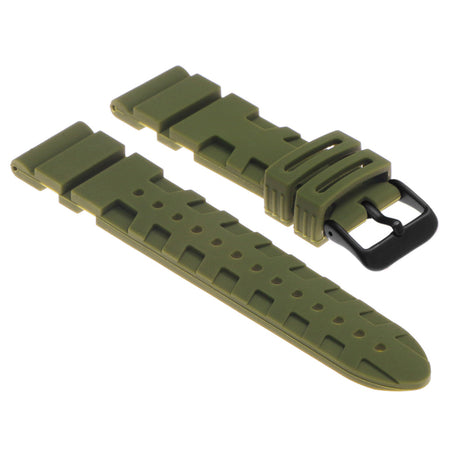 Pu9.11.mb Silicone Rubber Strap In Green W Matte Black Buckle