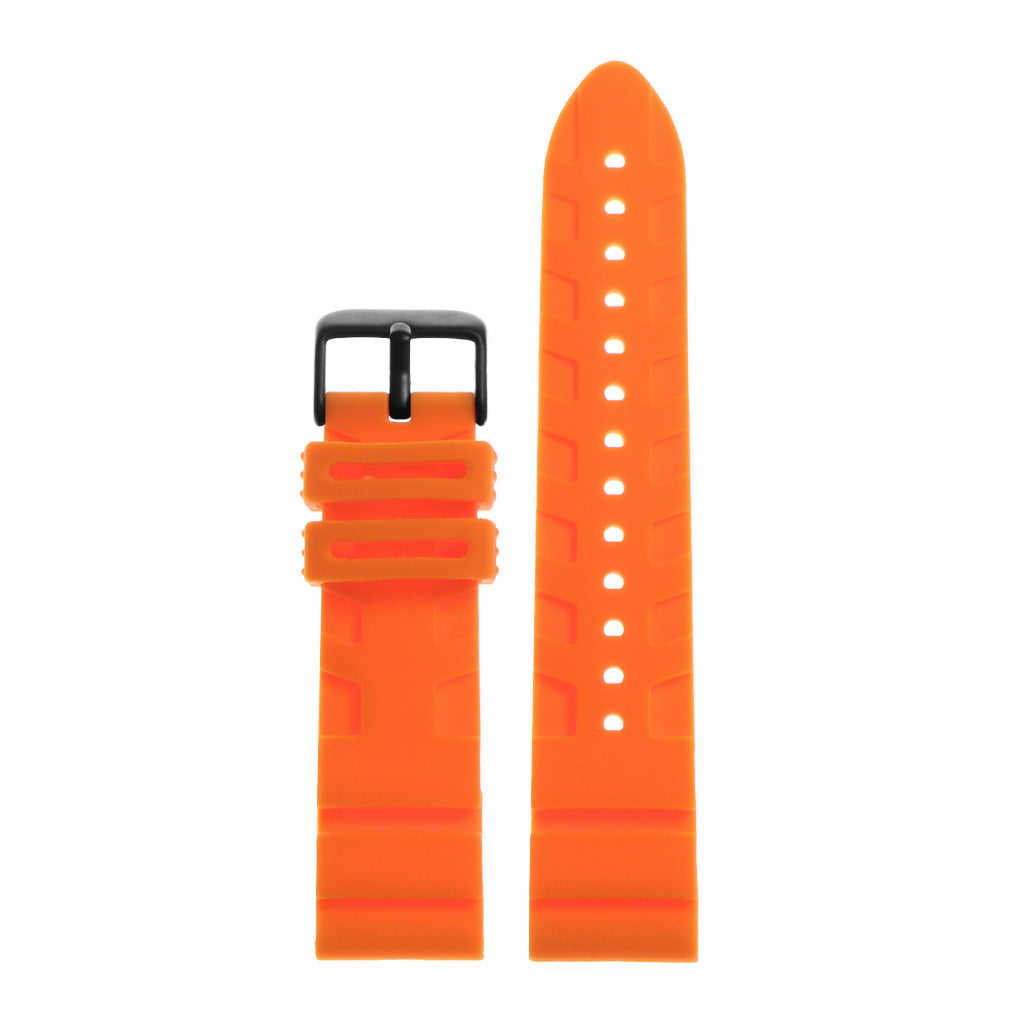 Pu9.12.mb Silicone Rubber Strap In Orange W Matte Black Buckle 2