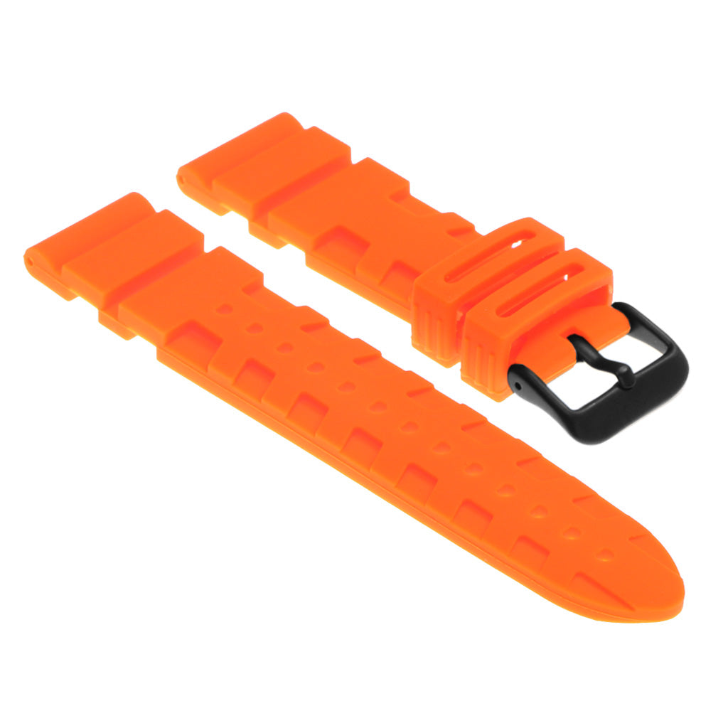 Pu9.12.mb Silicone Rubber Strap In Orange W Matte Black Buckle