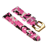 R.pn2.13.yg Silicone Rubber Camo Strap In Pink W Yellow Gold Buckle