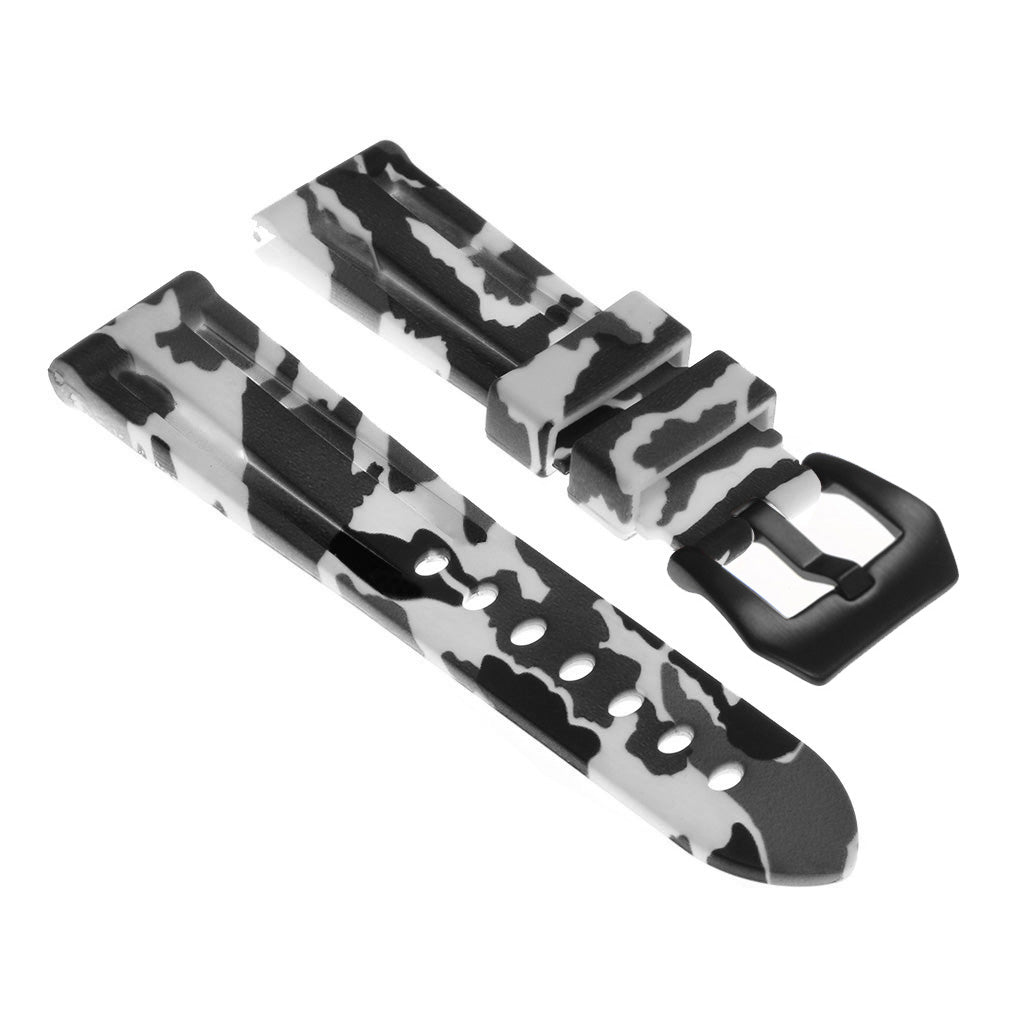 R.pn2.22a.mb Silicone Rubber Camo Strap In White W Matte Black Buckle