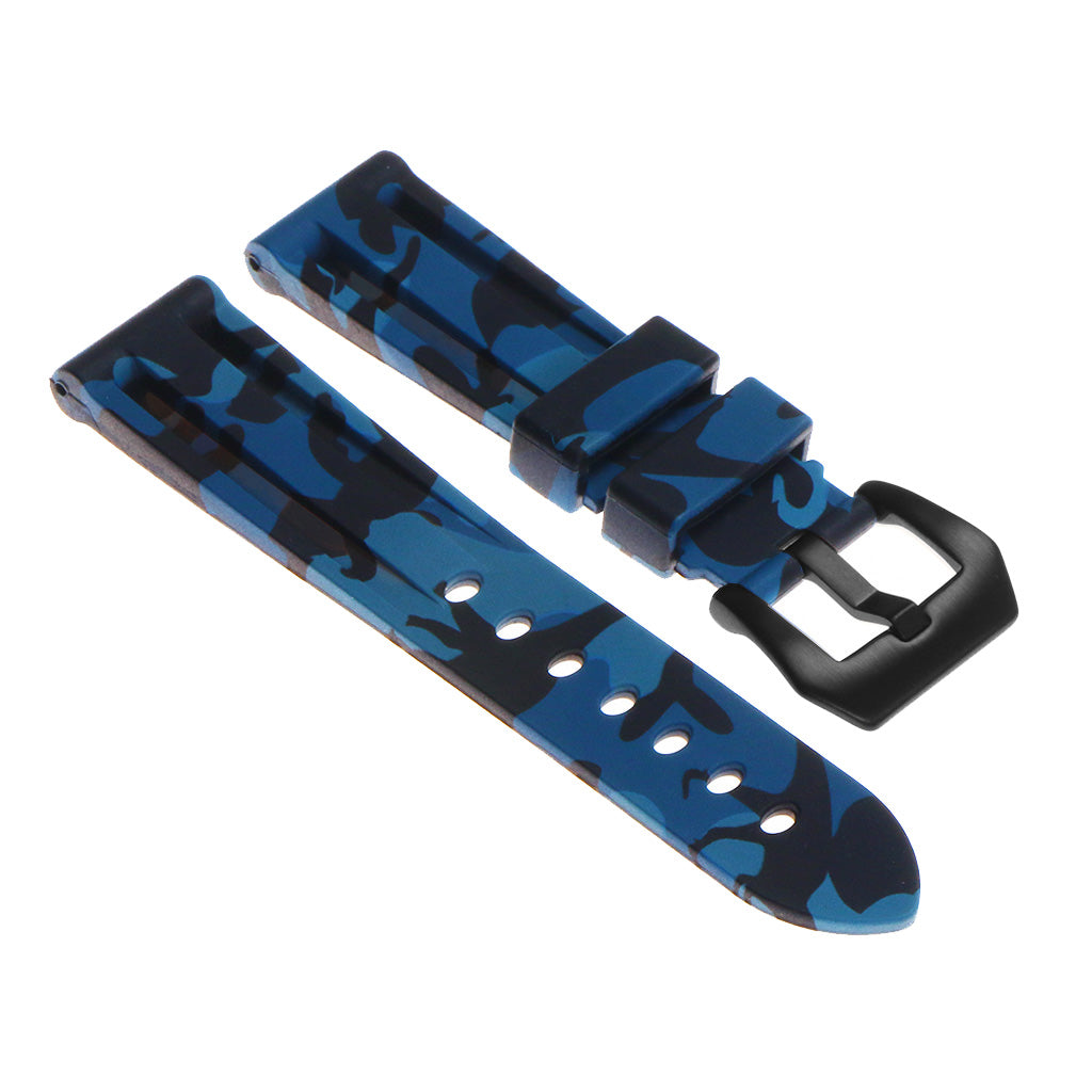 R.pn2.5.mb Silicone Rubber Camo Strap In Blue W Matte Black Buckle