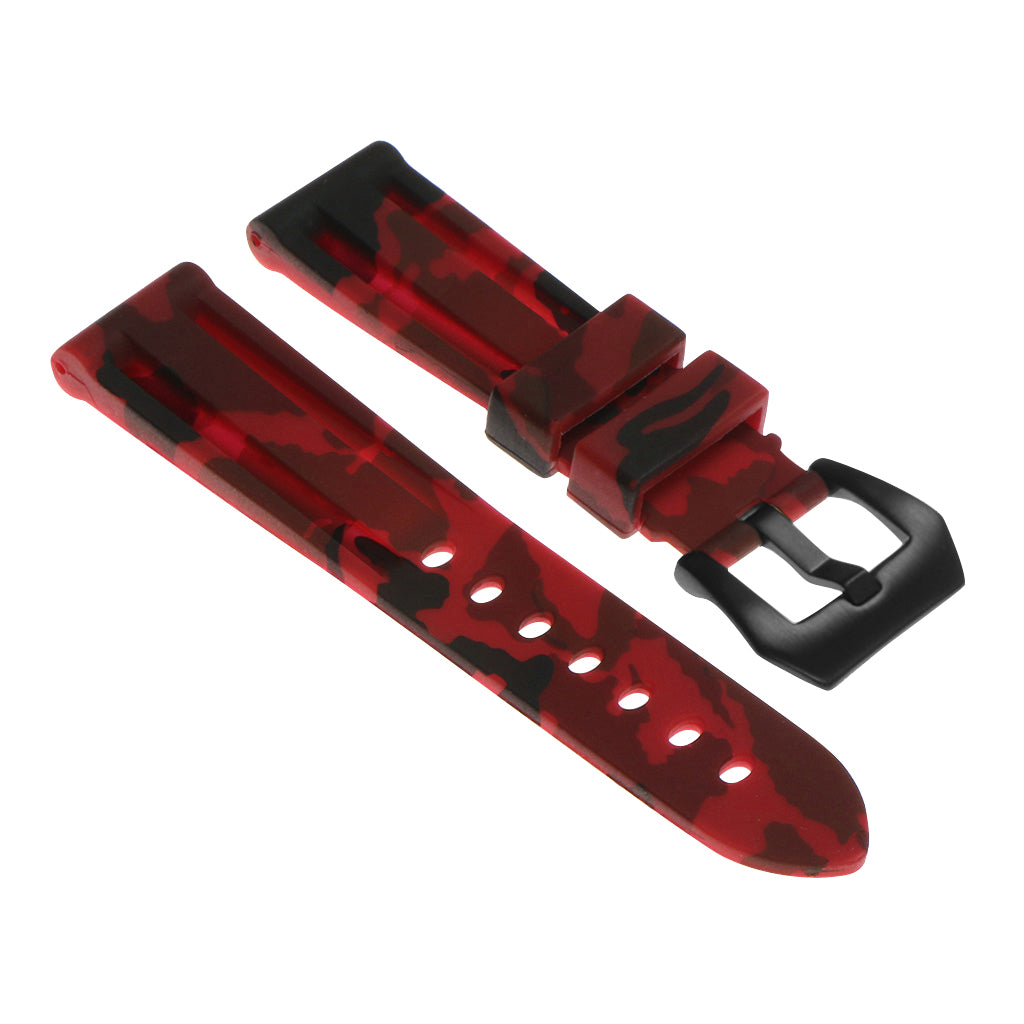 R.pn2.6.mb Silicone Rubber Camo Strap In Red W Matte Black Buckle