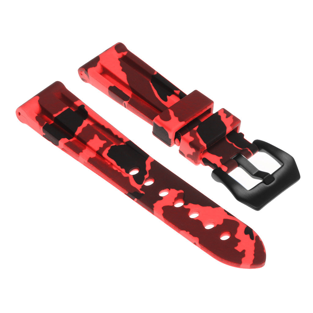 R.pn2.6a.mb Silicone Rubber Camo Strap In Light Red W Matte Black Buckle