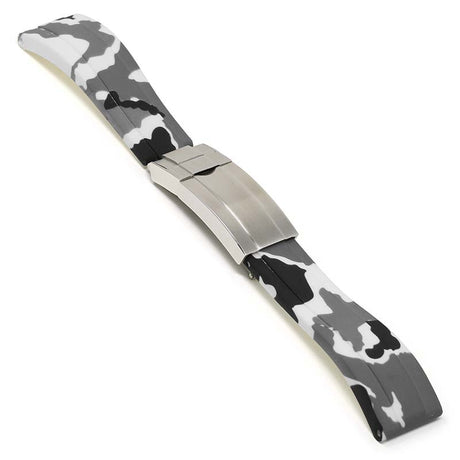 R.rx4.22.bs Main White Camo (Brushed Silver Clasp) StrapsCo Silicone Rubber Camo Replacement Watch Bands Strap For Rolex With Straight Ends