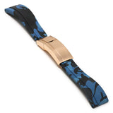 R.rx4.5.rg Main Blue Camo (Rose Gold Clasp) StrapsCo Silicone Rubber Camo Replacement Watch Bands Strap For Rolex With Straight Ends