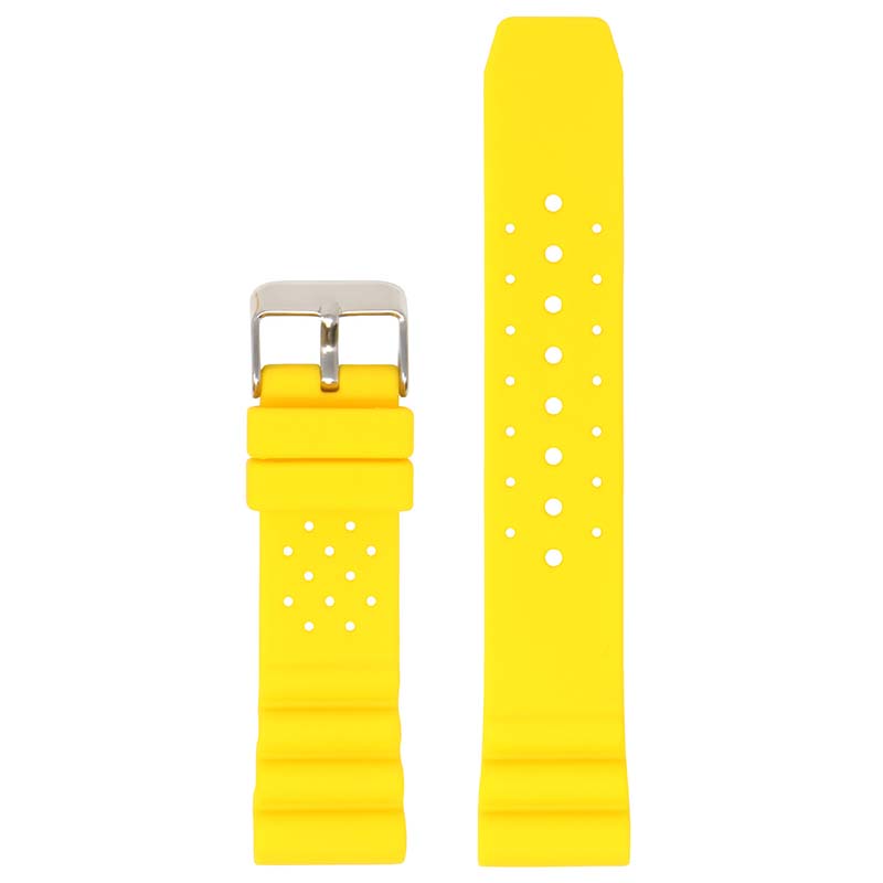 r.sk4 .10 Up Yellow StrapsCo Perforated Silicone Rubber Strap for Seiko Diver 20mm 22mm 24mm