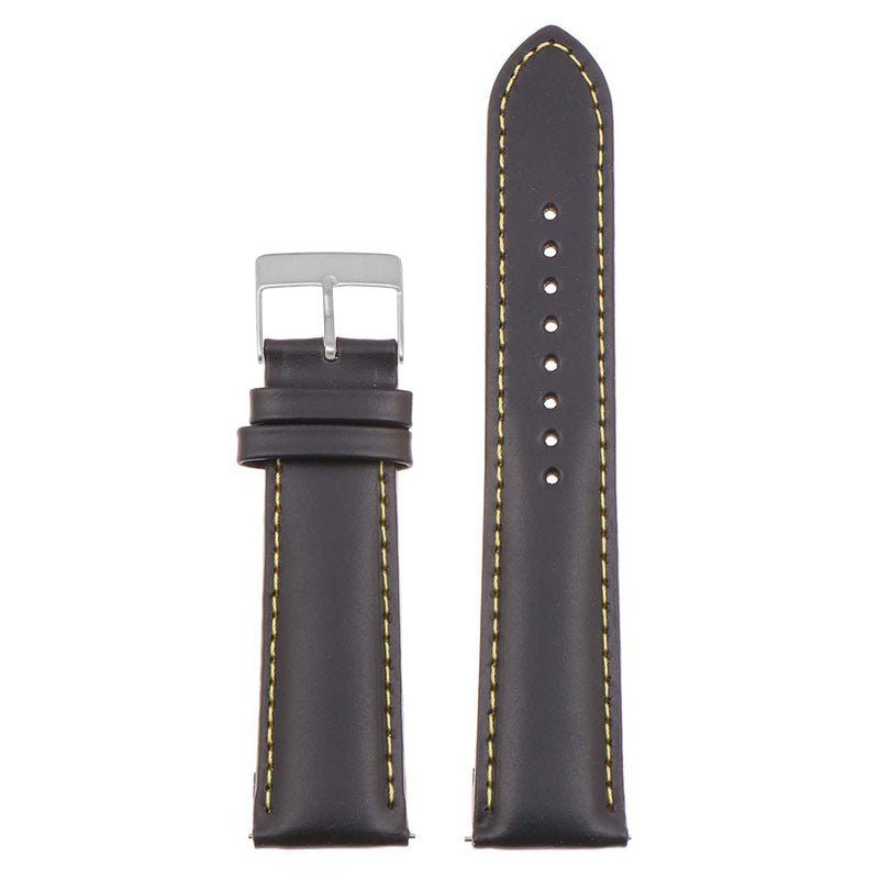 st18.1.10.bs Up Black Yellow Brushed Silver Buckle Padded Smooth Leather Watch Band Strap