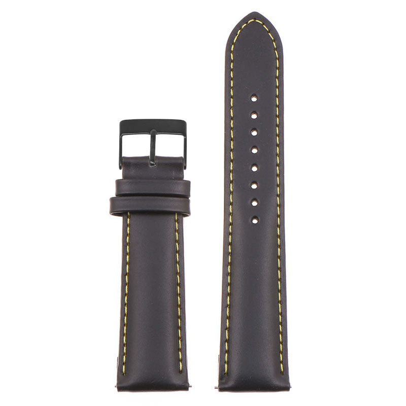 st18.1.10.mb Up Black Yellow Black Buckle Padded Smooth Leather Watch Band Strap