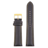 st18.1.10.yg Up Black Yellow Yellow Gold Buckle Padded Smooth Leather Watch Band Strap