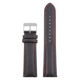 st18.1.6.bs Up Black Red Brushed Silver Buckle Padded Smooth Leather Watch Band Strap