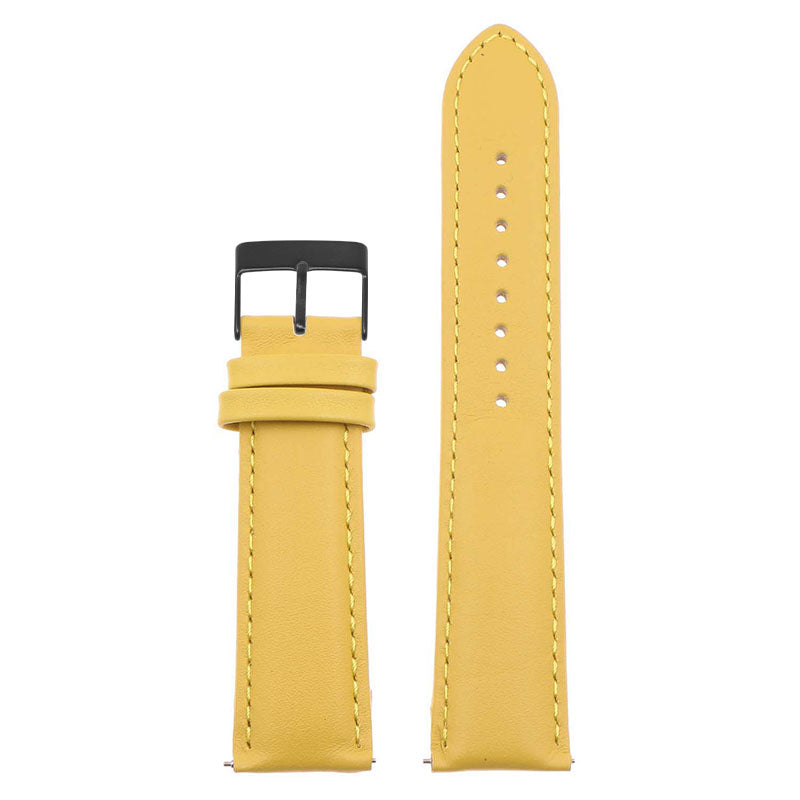 st18.10.10.mb Up Yellow Black Buckle Padded Smooth Leather Watch Band Strap