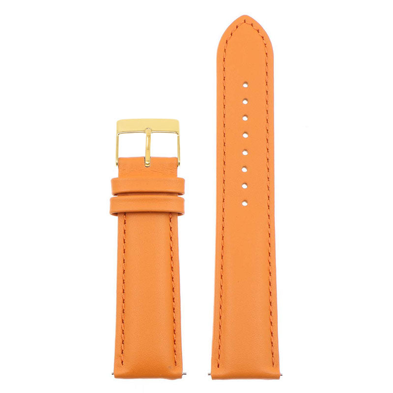 st18.12.12.yg Up Orange Yellow Gold Buckle Padded Smooth Leather Watch Band Strap