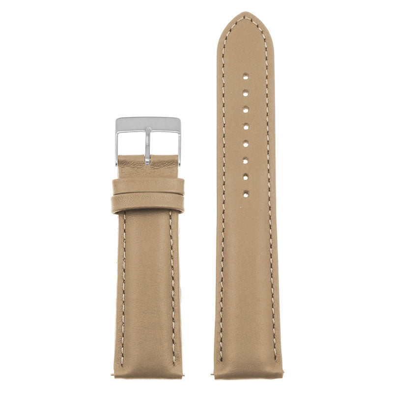 st18.17.17.bs Up Beige Brushed Silver Buckle Padded Smooth Leather Watch Band Strap