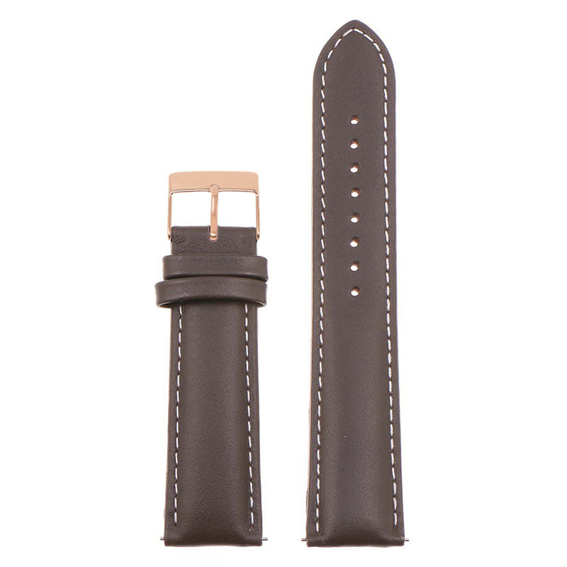 st18.2.22.rg Up Brown White Rose Gold Buckle Padded Smooth Leather Watch Band Strap