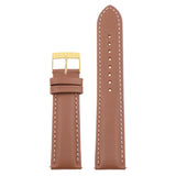 st18.3.22.yg Up Tan White Yellow Gold Buckle Padded Smooth Leather Watch Band Strap