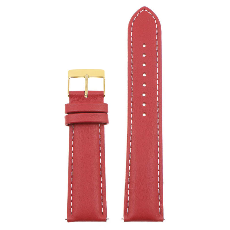 st18.6.22.yg Up Red White Yellow Gold Buckle Padded Smooth Leather Watch Band Strap