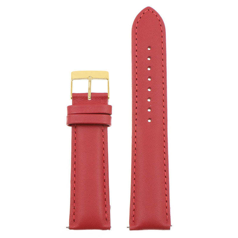 st18.6.6.yg Up Red Yellow Gold Buckle Padded Smooth Leather Watch Band Strap