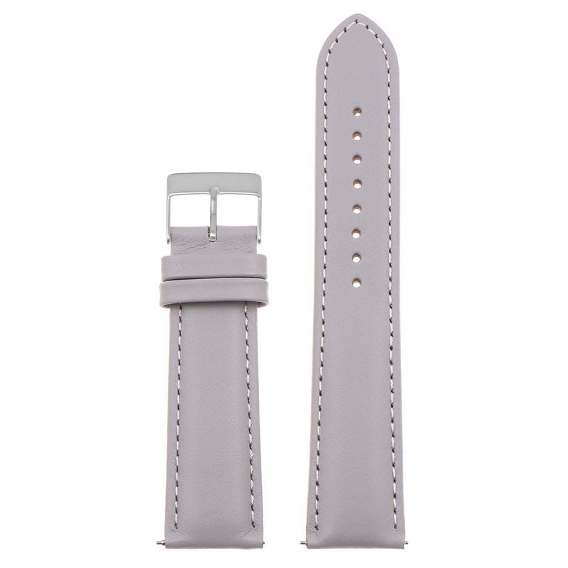 st18.7.7.bs Up Grey Brushed Silver Buckle Padded Smooth Leather Watch Band Strap