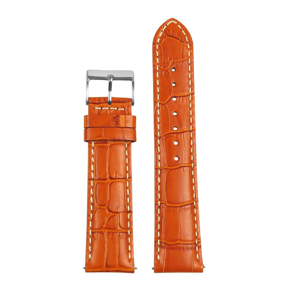 Men's Crocodile Embossed Strap - 18-22mm Short