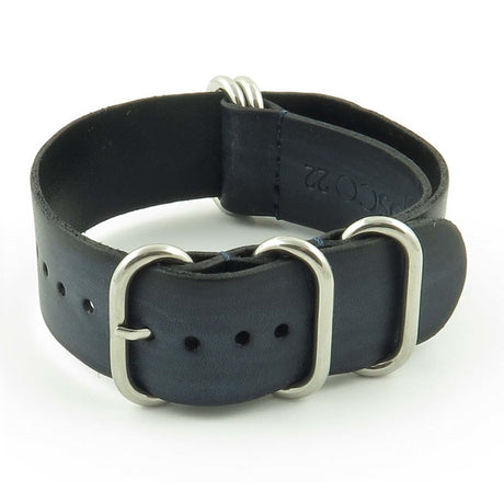 st793.1 Faded Vintage Leather NATO Strap in Black