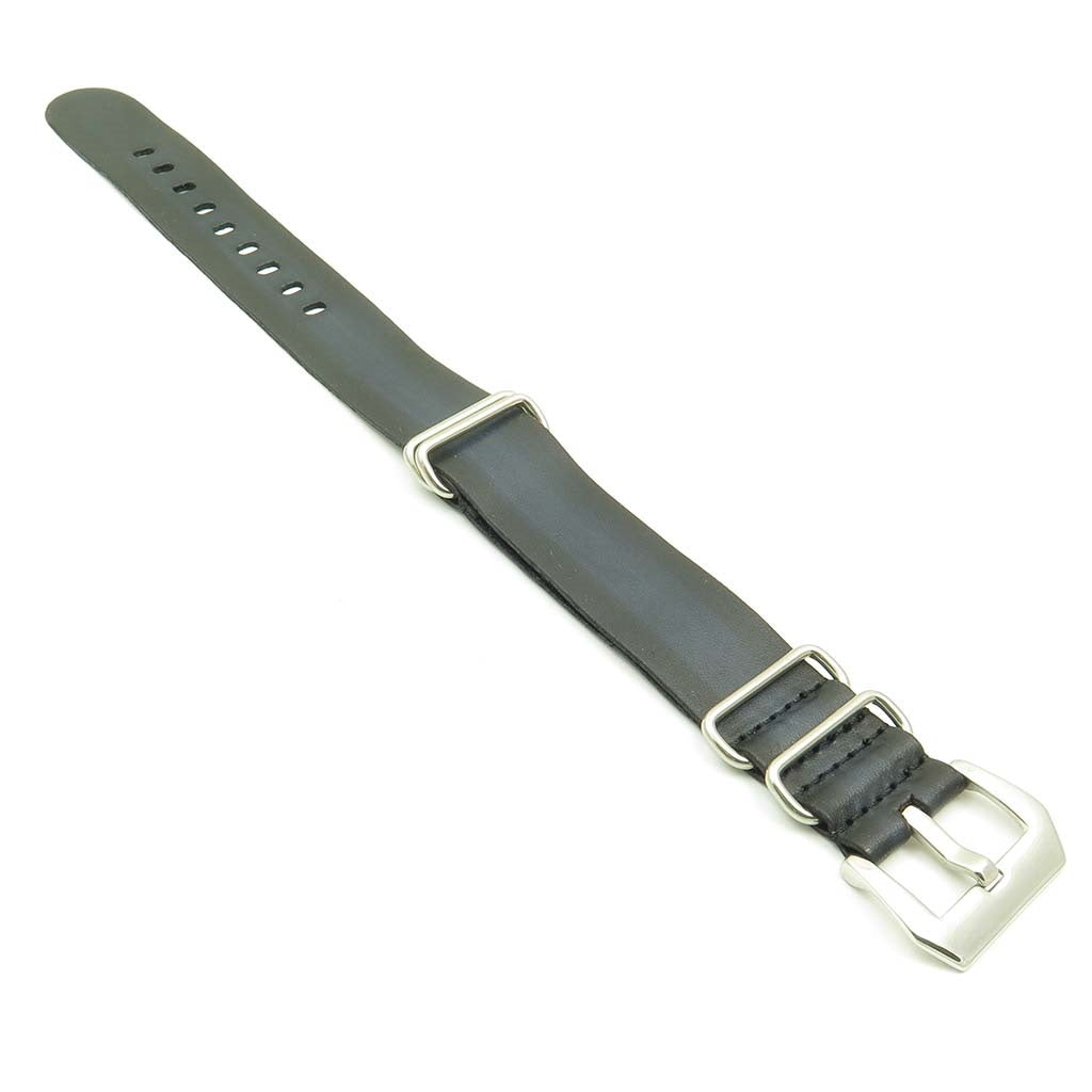 st793.1.pv Faded Vintage Leather NATO Strap w Pre V Buckle IN Black