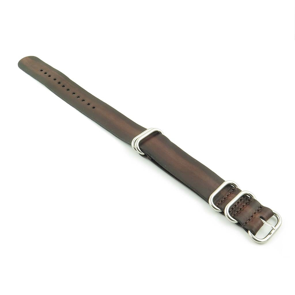 st793.2 Faded Vintage Leather NATO Strap in Dark Brown