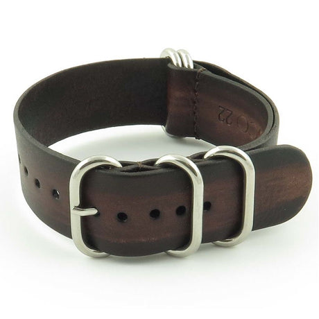 st793.2 Faded Vintage Leather NATO Strap in Dark Brown