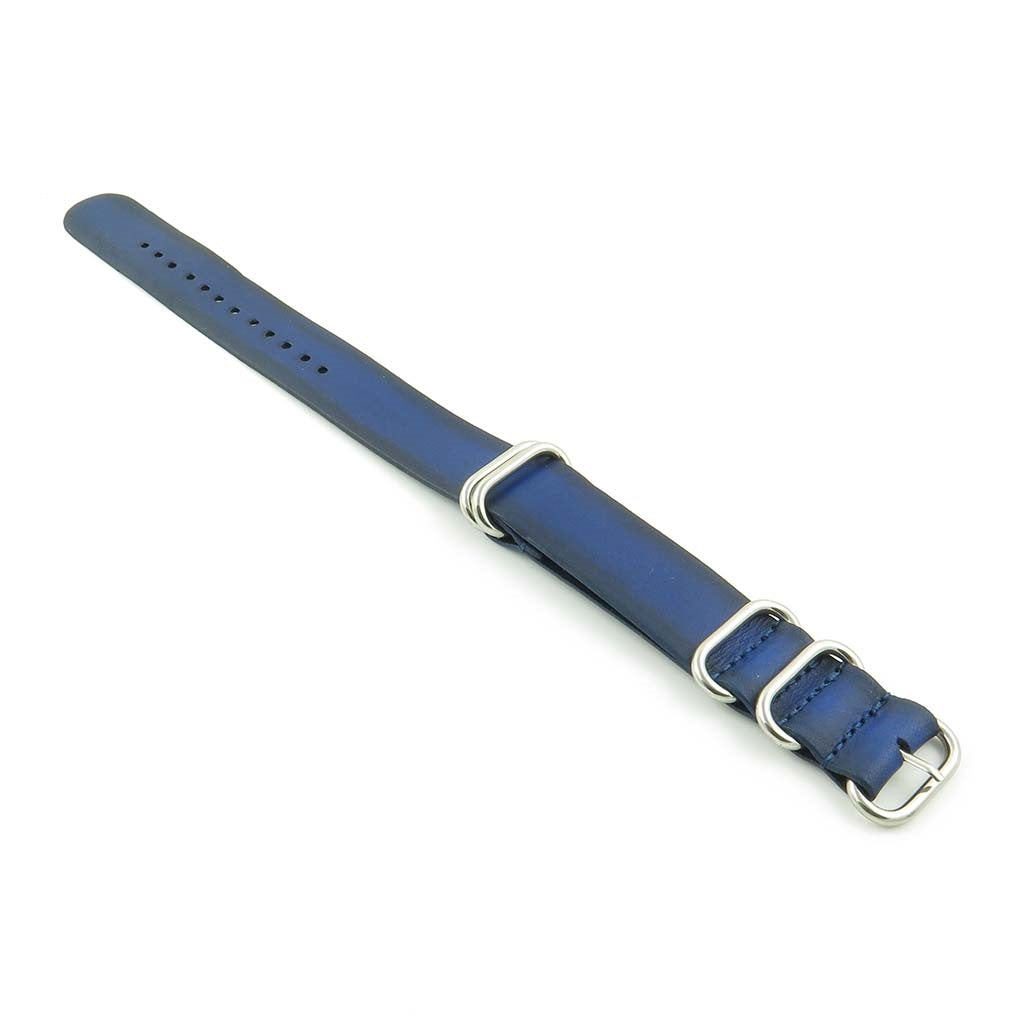 st793.5 Faded Vintage Leather NATO Strap in Blue