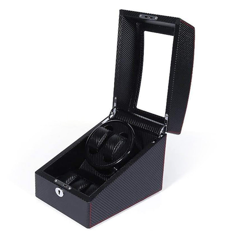 Key Locked Watch Winder with Storage for Two Watches