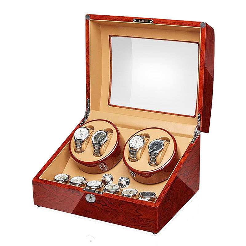 Rosewood Watch Winder with Storage for 4 Watches