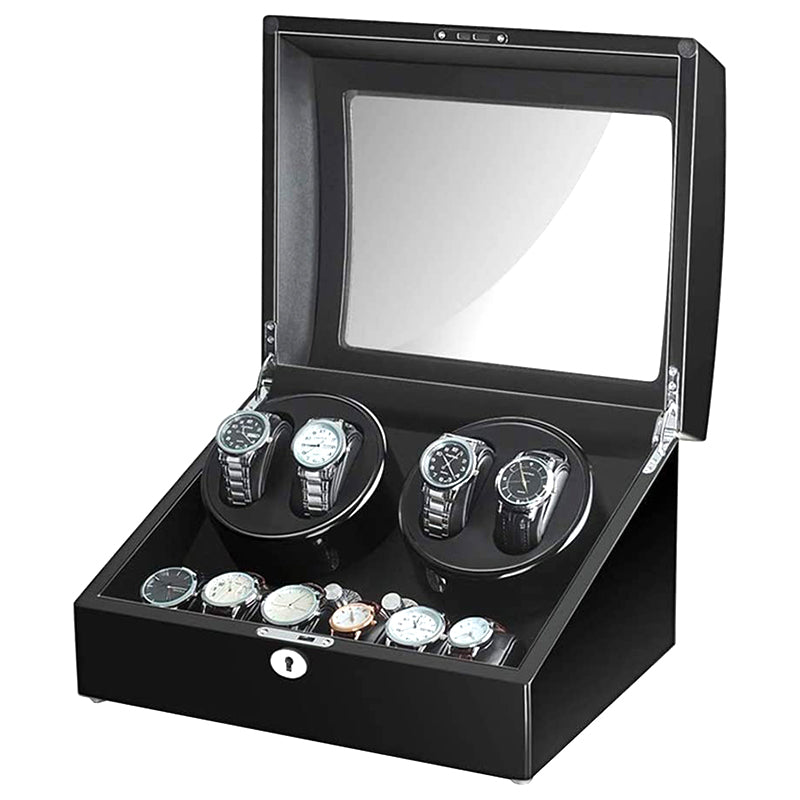 Piano Black Watch Winder with Storage for 4 Watches