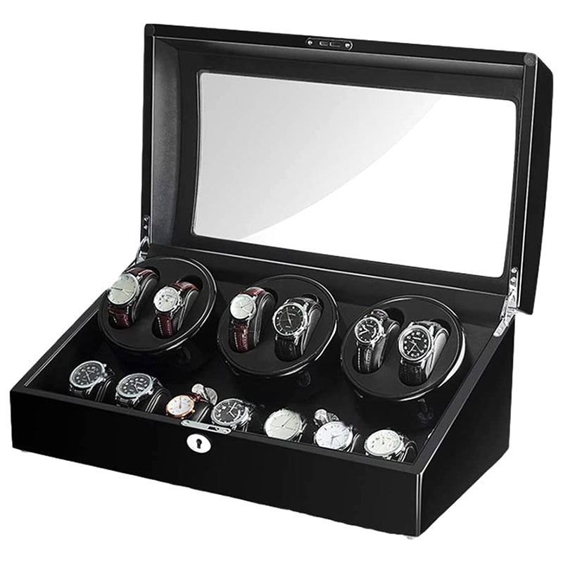 Piano Black Watch Winder with Storage for 6 Watches