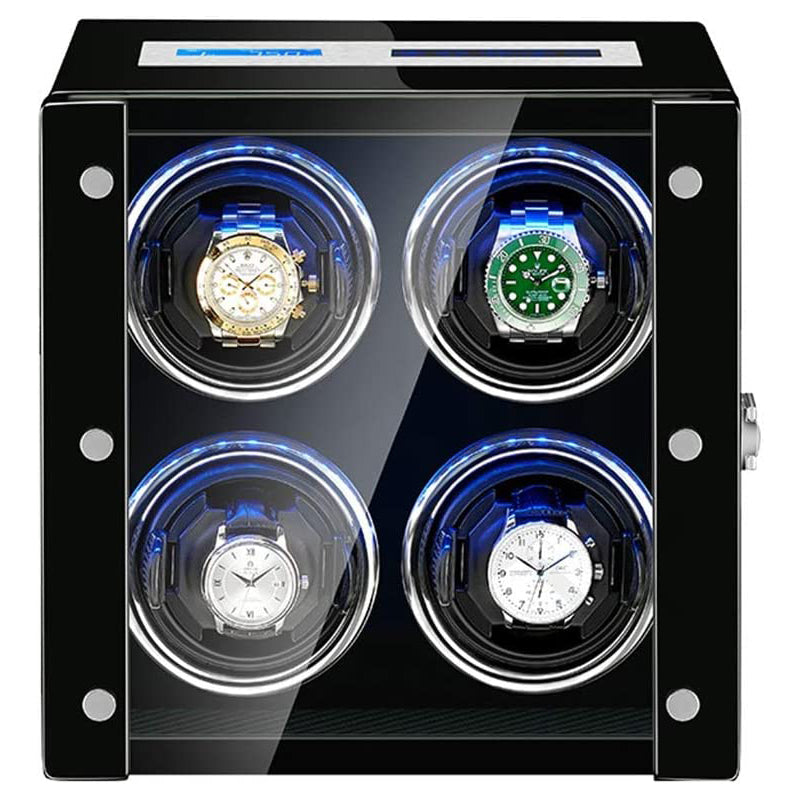 Piano Black Touch Screen LED Watch Winder for 4 Watches