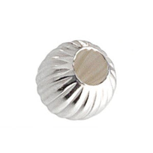 Sterling Silver Twist Corrugated Round Beads 925 Silver Spacer