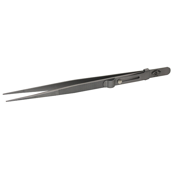 Medium Matt Finish Stainless Steel Diamond Tweezers with Slide Lock (1871622996002)