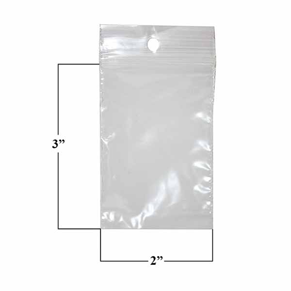 Clear "Mini-Grip" Zippak Bags - 2 x 3 Regular Weight