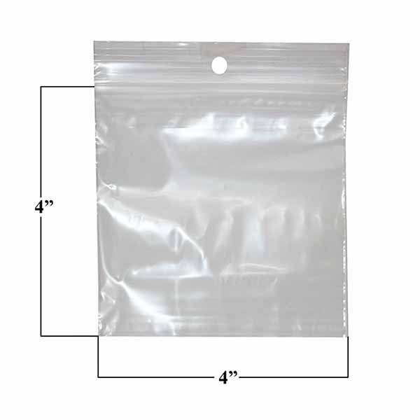 Clear "Mini-Grip" Zippak Bags - 4 x 4 Regular Weight