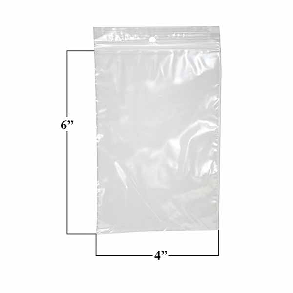 Clear "Mini-Grip" Zippak Bags - 4 x 6 Regular Weight