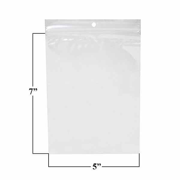 Clear "Mini-Grip" Zippak Bags - 5 x 7 Regular Weight