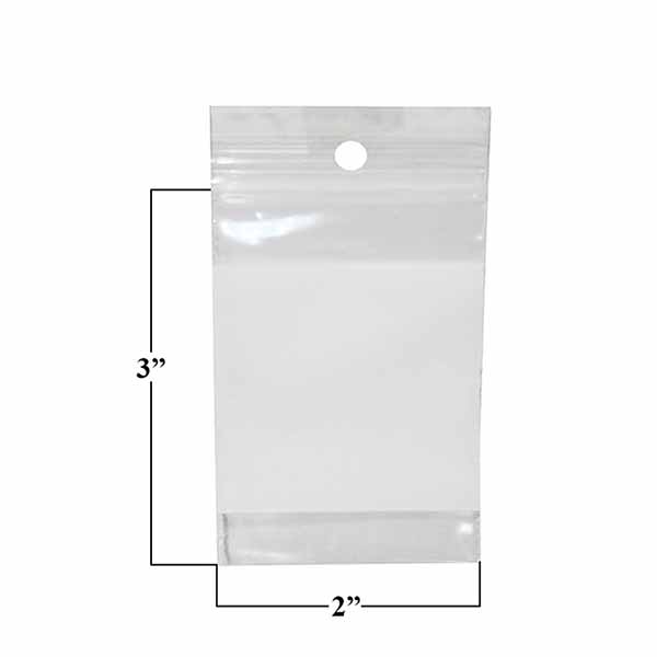 White Block "Mini-Grip" Zippak Bags - 2 x 3