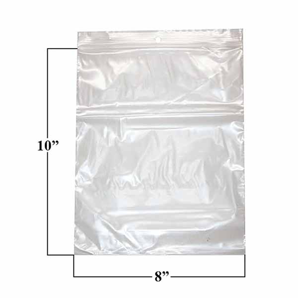 Clear "Mini-Grip" Zippak Bags - 8 x 10 Regular Weight